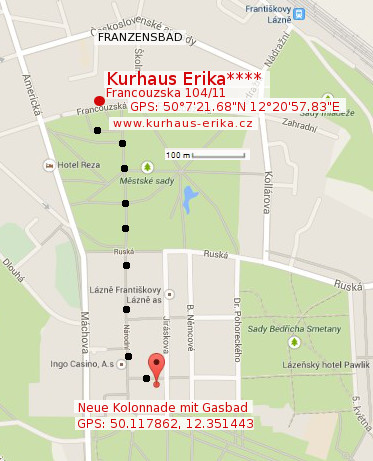 Neue Kolonnade mit Gasbad in Franzensbad - Tschechien Kolonade Franzensbad, Kurpromenade Franzensbad, Neue Kolonade mit Gasbad